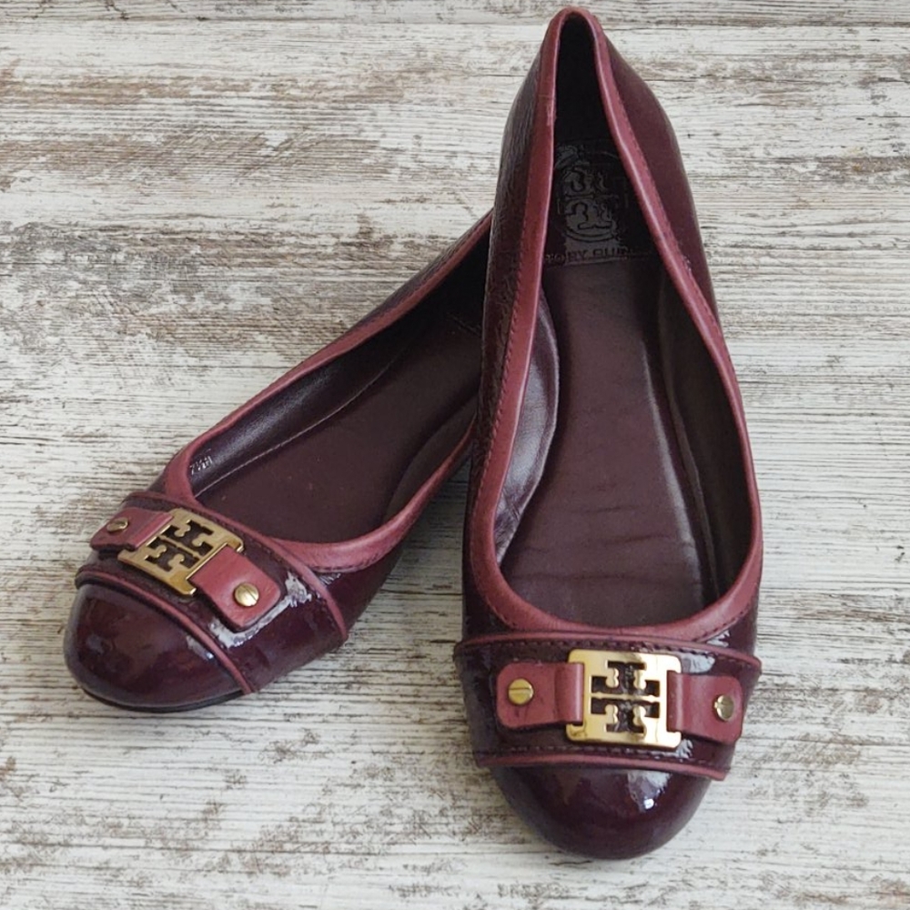 ⚂Tory Burch Burgundy Leather Ballet Flat